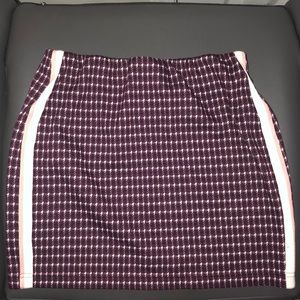 Plaid Burgundy skirt with pink and white stripe.